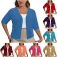 thumbnail image 1 of HAOTAGS Women's Oversized Cardigan(XL-4XL), Lightweight Loose Open Front Short Sleeve Cropped Tops Blue 2XL, 1 of 8