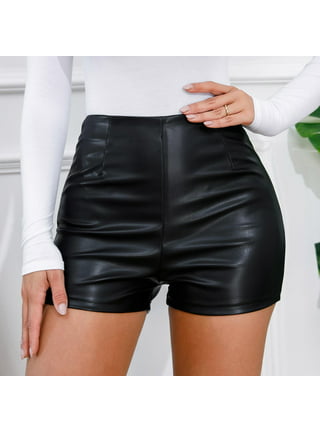  Womens Summer Dance Leather High-Waisted Front Zip Up Booty  Shorts Night Party,Black,XL : Clothing, Shoes & Jewelry