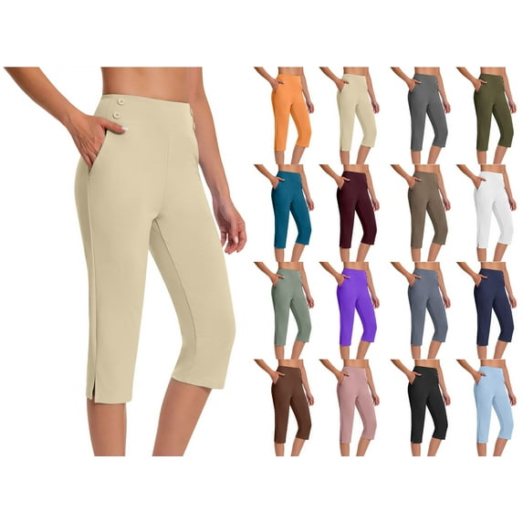 HAOTAGS Women's Plus Size Capri Pants, Dressy Capris Pants for Golf Yoga Casual Work Outdoor Summer Pants Dark Gray 5XL