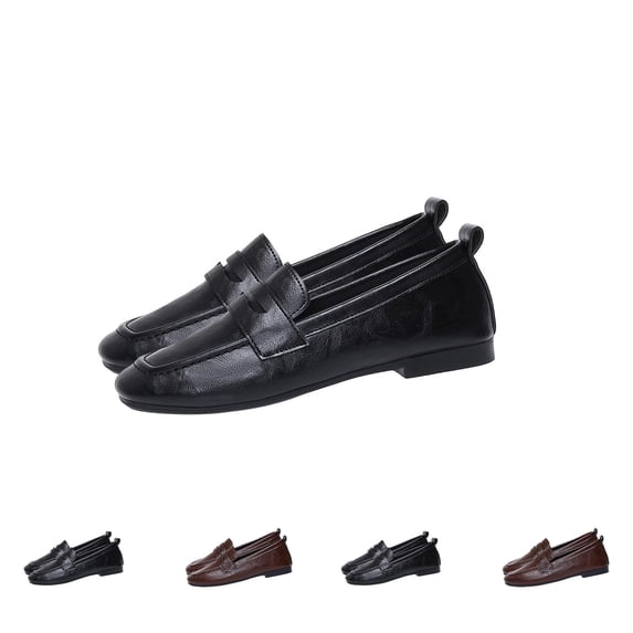 HAOTAGS Women's Plus - Size Loafers for Spring and Summer,Soft Sole Round - Toe Low - Cut Comfortable Women Shoes Black 6