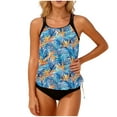 thumbnail image 1 of HAOTAGS Women's Printed Pullover Top And Briefs Bikini Loose Drawstring Split Bikinis Set,, 1 of 7