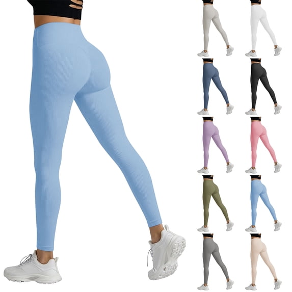 HAOTAGS Women's Ribbed High Waist Yoga Pants, with Tummy Control and Hip Lift Casual Workout Leggings for Running Dark Gray 2XL