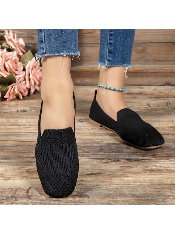 Women's Shoes Comfy Fashion Loafers Slip on Casual Walking Flats Black Size 9