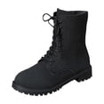 thumbnail image 1 of HAOTAGS Women's Short Boots, Fall and Winter Round Toe Side Zipper Low - heel Boots Black, 1 of 9