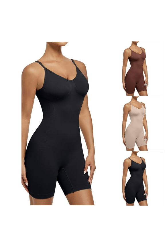 Women's Sleeveless Shapewear Bodysuit, Breathable Adjustable Snap Closure Base Layer Solid Color Tummy Control Cami Smooth Slimming Shaping Tank Black L