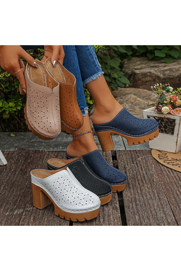 Women's Slipper Sandals,Lounge Slingbacks Closed Toe Thick-Soled Heel Sandals Black