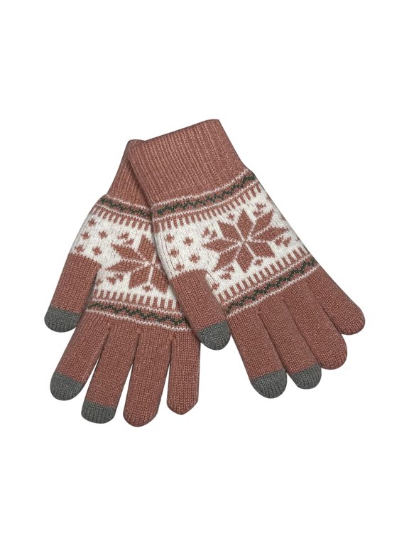 Women's Snowflake Jacquard Gloves – Fleece-Lined Thick Warm Touchscreen Winter Gloves