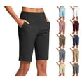 thumbnail image 1 of HAOTAGS Women's Stretch Work Casual Shorts, High-Waisted Summer Shorts with Pockets Navy 2XL, 1 of 8