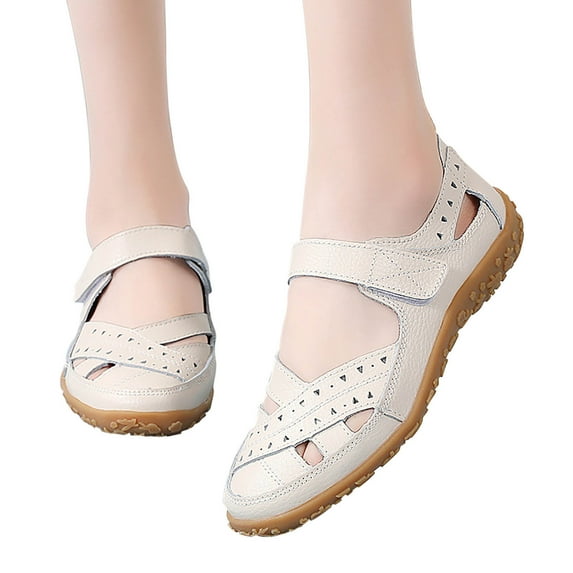 HAOTAGS Women's Summer Dressy Sandals Hollow Breathable Breathable Soft Sole Shoes Beige Size 10