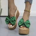 thumbnail image 1 of HAOTAGS Women's Summer Dressy Wedge Sandals Slide Sandals Platform Bowknot Breathable Open Toe Shoes for Beach Green Size 8.5, 1 of 1