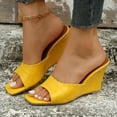 thumbnail image 1 of HAOTAGS Women's Summer Dressy Wedge Sandals Slide Sandals Vintage Breathable Open Toe Walking Shoes Yellow Size 6, 1 of 6