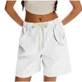 thumbnail image 1 of HAOTAGS Women's Summer Shorts, Breathable Pockets Elastic Waist Sports Shorts White L, 1 of 8