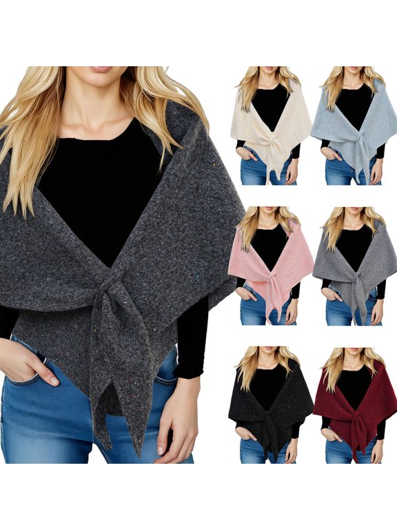 Women's Triangle Scarf, Colorful Dot Pattern, Casual Cozy Neck Wrap for Women Dark Gray Size