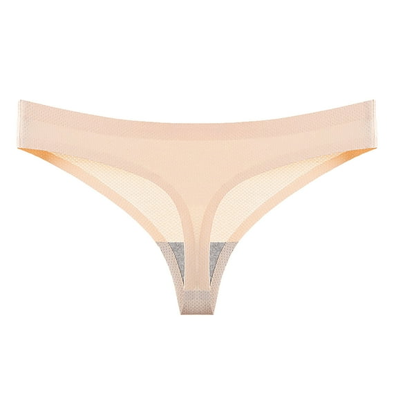 HAOTAGS Women's Underwear Thong Panties,Stretchable Breathable Low-Rise Causal Thong Panties Beige XS