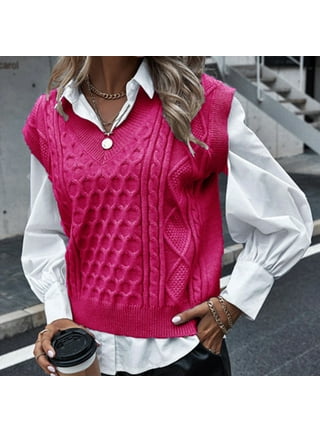 Pink sweater vest womens cheap