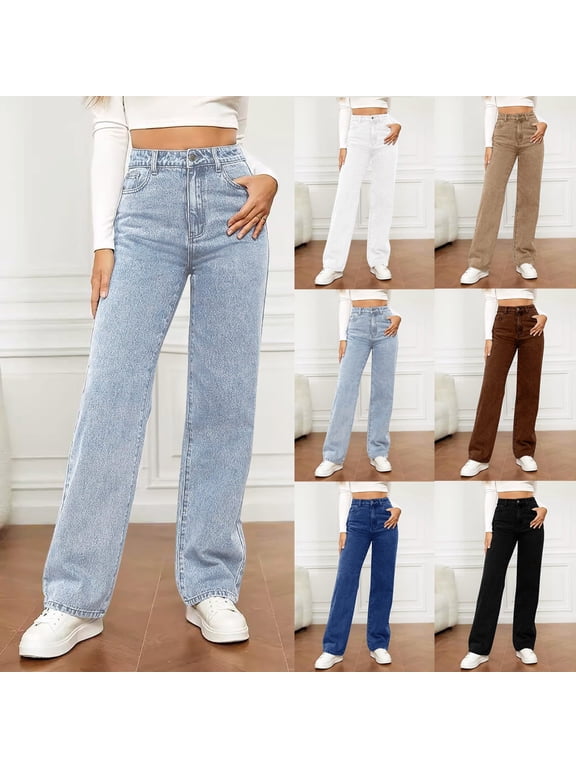 Women's Whiskered High-Waisted Stretch Yoga Jeans, Dark Blue XL