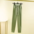 thumbnail image 1 of HAOTAGS Women's Wide Leg Pants Sport Pants with Pockets, Solid Color Stretch Loose Casual Sweatpants Green, 1 of 3
