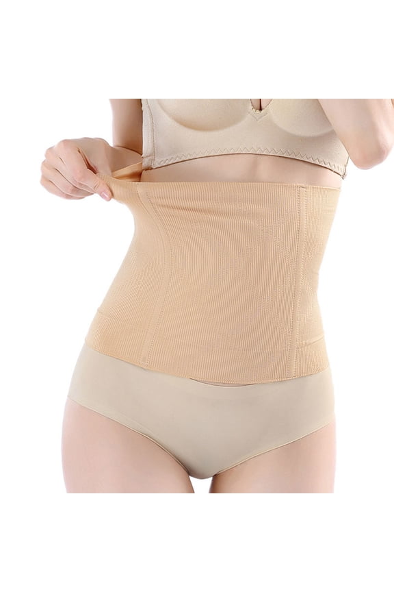 Women's Wrap Waist Belt Body Shaper, Plus Size Waist Trainer Breathable Adjustable Compression Wrap Yoga & Fitness Support Band Beige 3XL