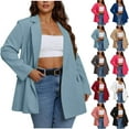 thumbnail image 1 of HAOTAGS Womens Blazers Long Sleeve Open Front Solid Color Business Lapel Button Work Jackets Light Blue Size M, 1 of 8