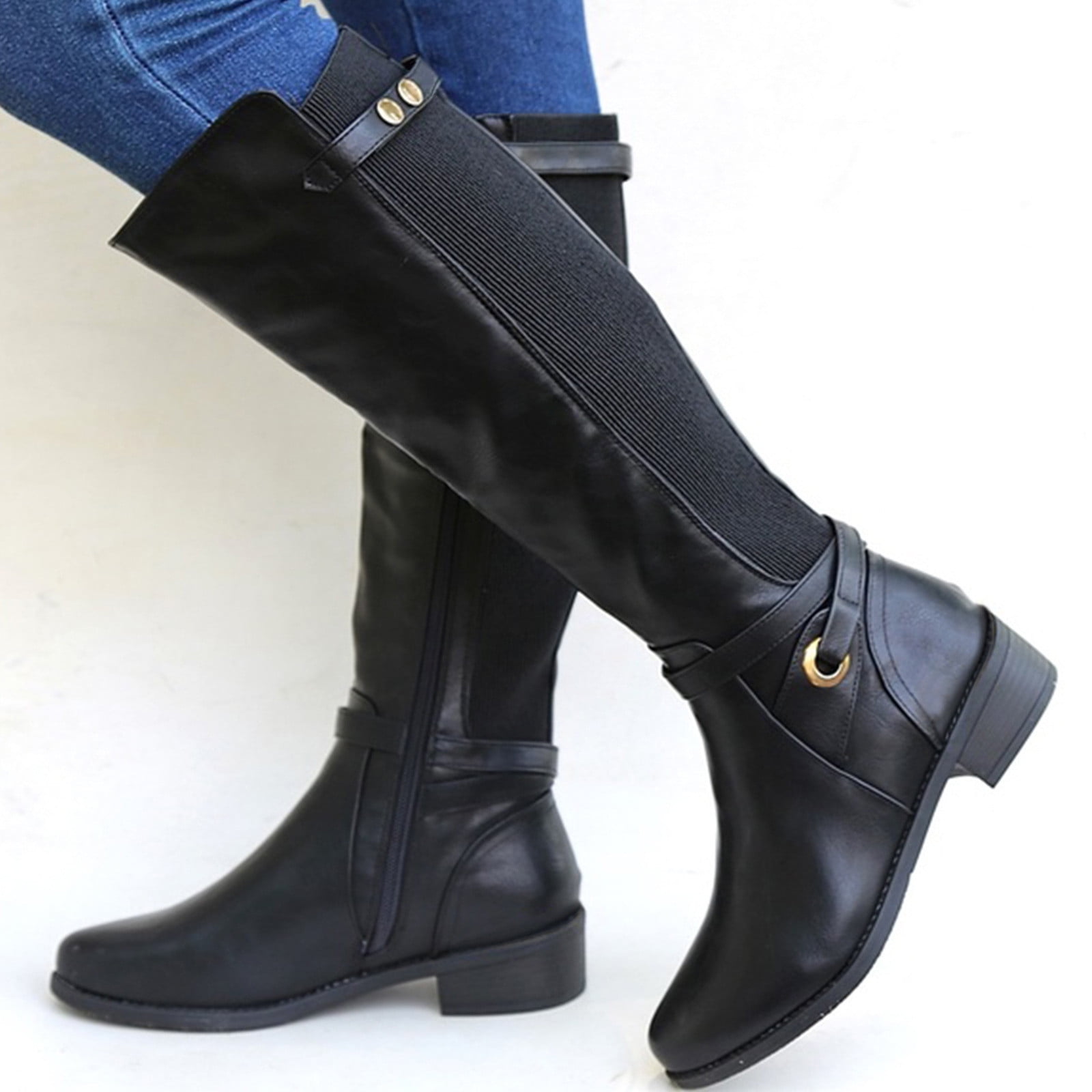 Women's Formal Boots Low Heel Wavsuf Womens Dress Shoes Wide Width Winter  With Zipper Short