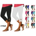 thumbnail image 1 of HAOTAGS Womens Capri Leggings 2 Pack, Casual High Waisted Summer Beach Pants Slim Fit Cropped Yoga Pants Black Size M, 1 of 8