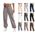 thumbnail image 1 of HAOTAGS Womens Cargo Sweatpants, Wide Leg Sweat Pants High Waisted Baggy Athletic Joggers Pants with Pockets Brown L, 1 of 7