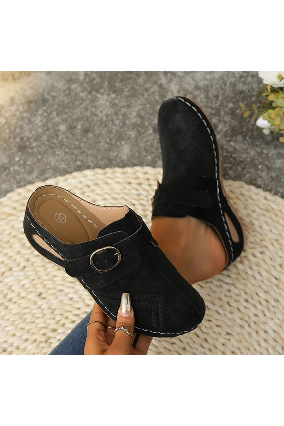 Womens Casual Loafers Shoes Hollow Summer Closed Toe Sandals Black Size 6