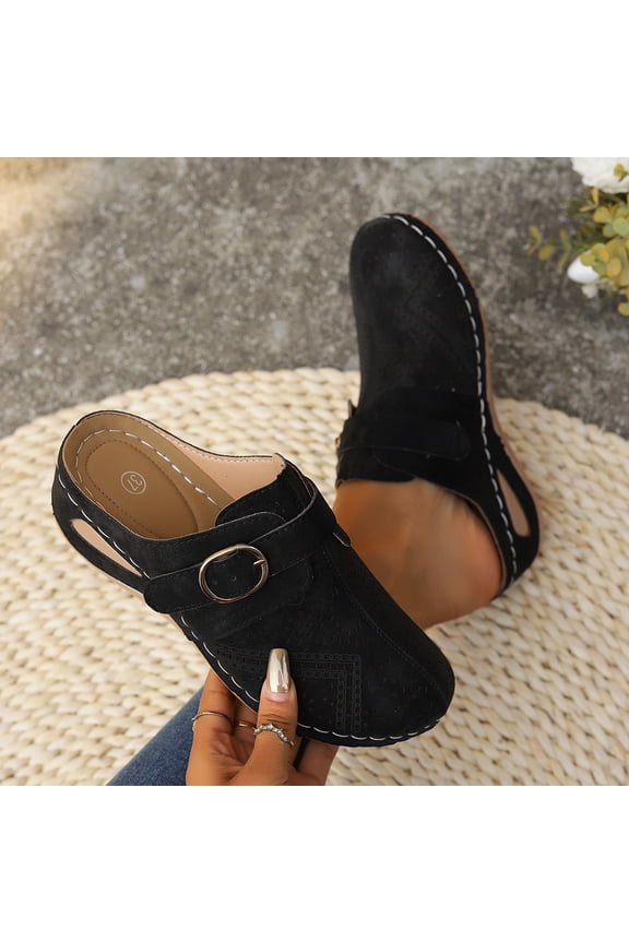 Womens Casual Loafers Shoes Hollow Summer Closed Toe Sandals Black Size 7.5