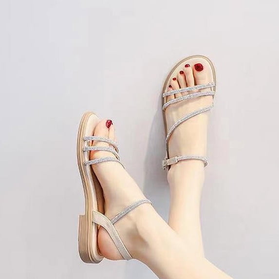HAOTAGS Womens Casual Sandals Flat Dressy Beach Shoes White Size 6