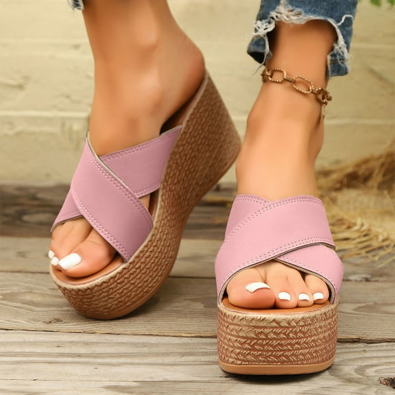 HAOTAGS Womens Casual Slippers Slip On Dressy Shoes Pink Size 6.5