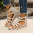 thumbnail image 1 of HAOTAGS Womens Casual Wedge Heel Sandals Comfortable Dressy Platform Shoes Beige Size 9.5, 1 of 4