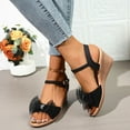thumbnail image 1 of HAOTAGS Womens Casual Wedge Heel Sandals Open Toe Fish Mouth Bowknot Spring Summer Dressy Shoes Black Size 6.5, 1 of 9