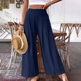 thumbnail image 1 of HAOTAGS Womens Casual Wide Leg Pants, High Waisted Straight Long Trousers Palazzo Pants Blue, 1 of 8