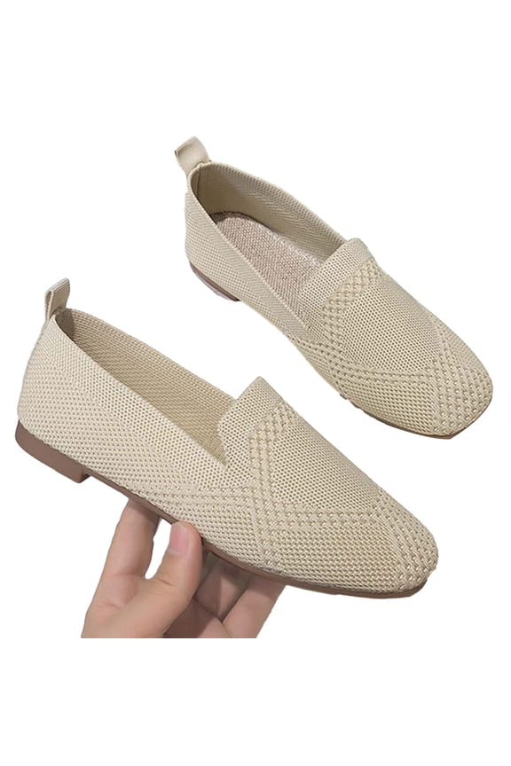 Womens Closed Toe Sandals Flat Casual Summer Shoes Beige Size 4.5