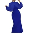 thumbnail image 1 of HAOTAGS Womens Dresses, Fall Dress Casual Long Sleeve Round Neck Long Dress Dark Blue L, 1 of 3