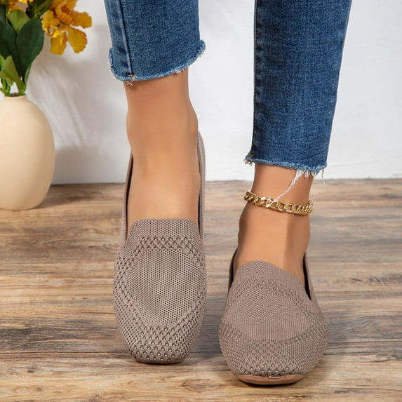 HAOTAGS Womens Loafers Shoes Slip on Casual Walking Flats Gray Size 5.5