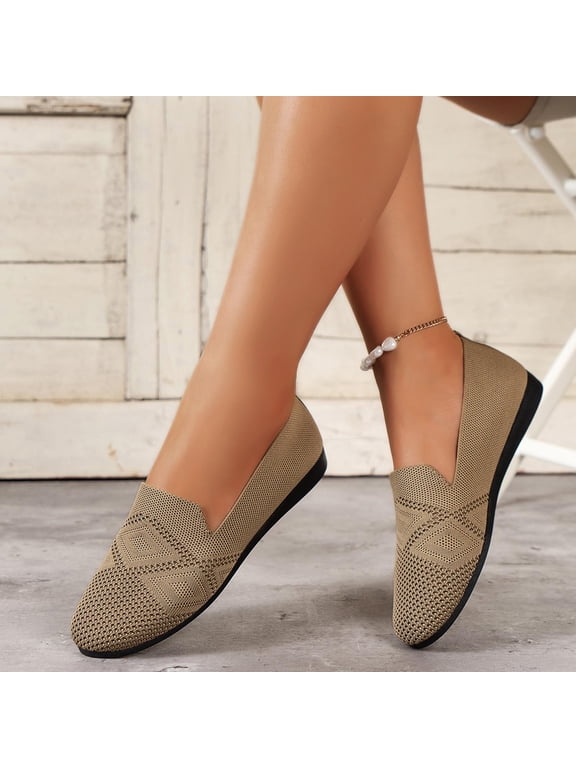 Womens Loafers Slip On Shoes Casual Walking Flats Khaki Size 6.5