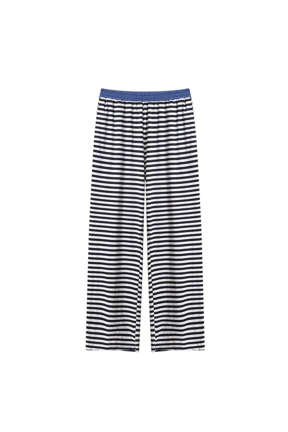 Womens Pajama Pants,Lounge Pants One Pieces Casual Loose Wide Leg Sleep Pants Blue 2XL