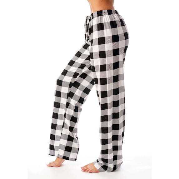 HAOTAGS Womens Pajama Pants,Lounge Pants Wide Leg Elastic Waist Casual Drawstring Sleep Pants Black M