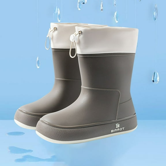 HAOTAGS Womens Rain Boots, Rainy Day Wear Casual Waterproof Boots Gray 7.5