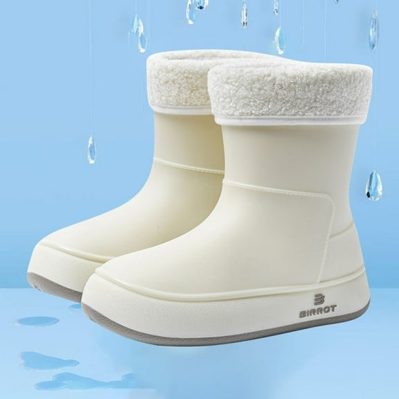 HAOTAGS Womens Rain Boots, Rainy Day Wear Casual Waterproof Boots White 8