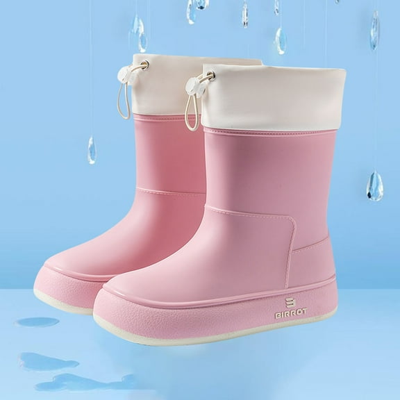 HAOTAGS Womens Rain Boots, Rainy Day Wear Waterproof Casual Boots Pink 7.5