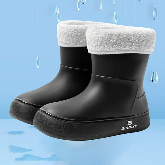 HAOTAGS Womens Rain Boots, Waterproof Casual Rainy Day Wear Boots Black 7