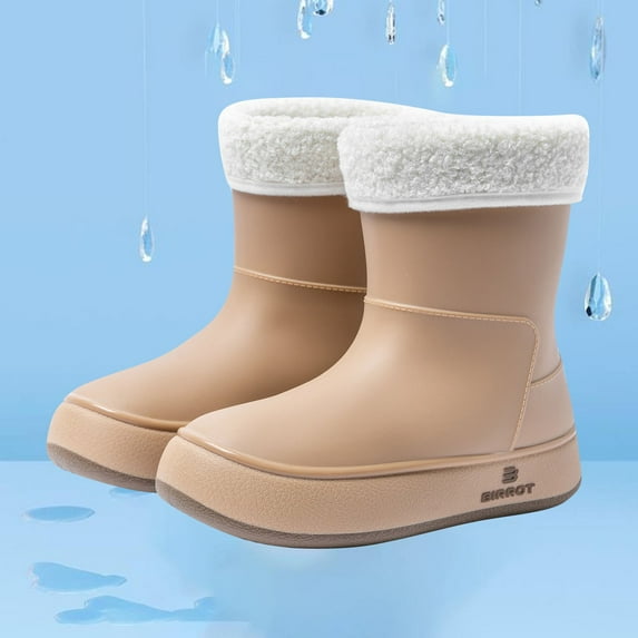 HAOTAGS Womens Rain Boots, Waterproof Casual Rainy Day Wear Boots Khaki 6