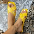 thumbnail image 1 of HAOTAGS Womens Sandals Flat Square Toe 2025 Spring Summer Sandals Yellow Size 8, 1 of 8