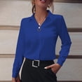 thumbnail image 1 of HAOTAGS Womens Shirts Button Down Royal Blue Trendy Shirts V Neck Long Sleeve Solid Blouses for Women, 1 of 7