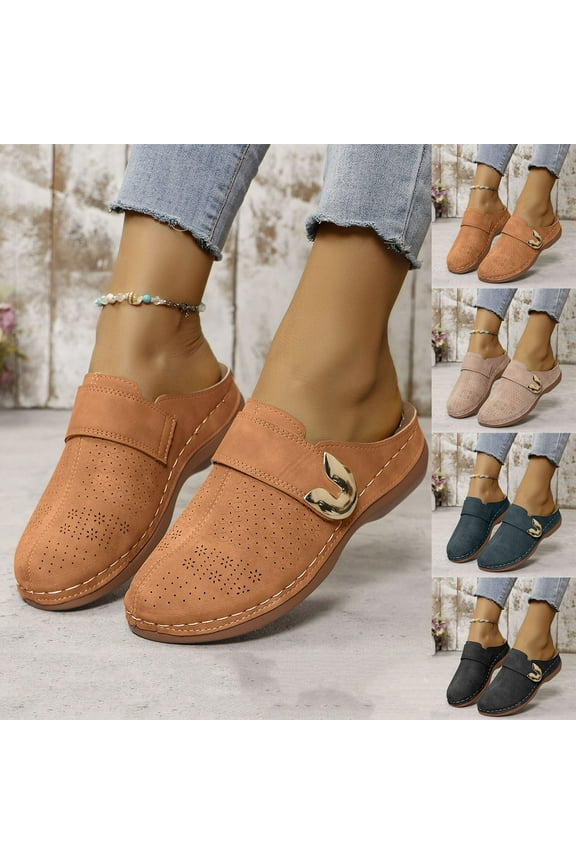 Womens Slip On Loafer Shoes Hollow Walking Platform Shoes Brown Size 6.5