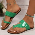 thumbnail image 1 of HAOTAGS Womens Slip On Sandals Flat Toe Ring Flower Casual Outdoor Flip-flops Green Size 6, 1 of 9