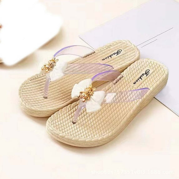 HAOTAGS Womens Slip On Sandals Summer Casual Flip Flops White Size 6.5