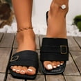 thumbnail image 1 of HAOTAGS Womens Slippers Flat Square Toe Slip On Dressy Sandals Black Size 8.5, 1 of 9